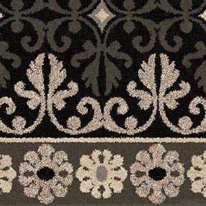 Orian Rugs Da Vinci Crochet Border Black Area Rug Swatch