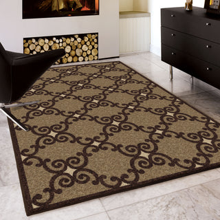 Orian Rugs Da Vinci Pylon Brown Area Rug Room Scene Feature