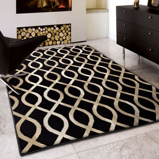 Orian Rugs Da Vinci Gianna Black Area Rug Room Scene Feature