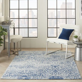 Nourison Damask DAS06 Blue Area Rug Room Scene 2