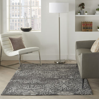 Nourison Damask DAS06 Dark Grey Area Rug Room Scene 2