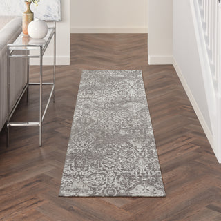 Nourison Damask DAS06 Dark Grey Area Rug Room Scene 3