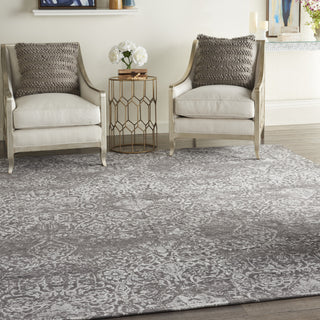 Nourison Damask DAS06 Dark Grey Area Rug Room Scene Featured