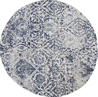 Nourison Damask DAS06 Ivory/Navy Area Rug 4' Round