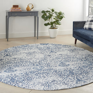 Nourison Damask DAS06 Ivory/Navy Area Rug Room Scene 3