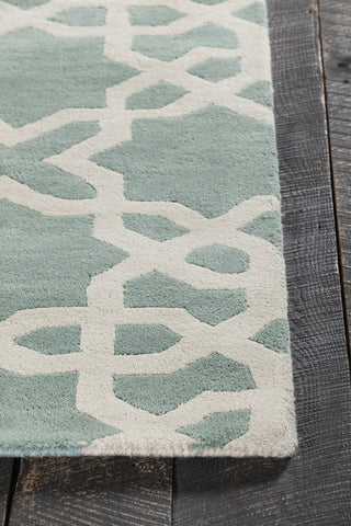 Chandra Davin DAV-25800 Light Aqua/White Area Rug Corner Shot