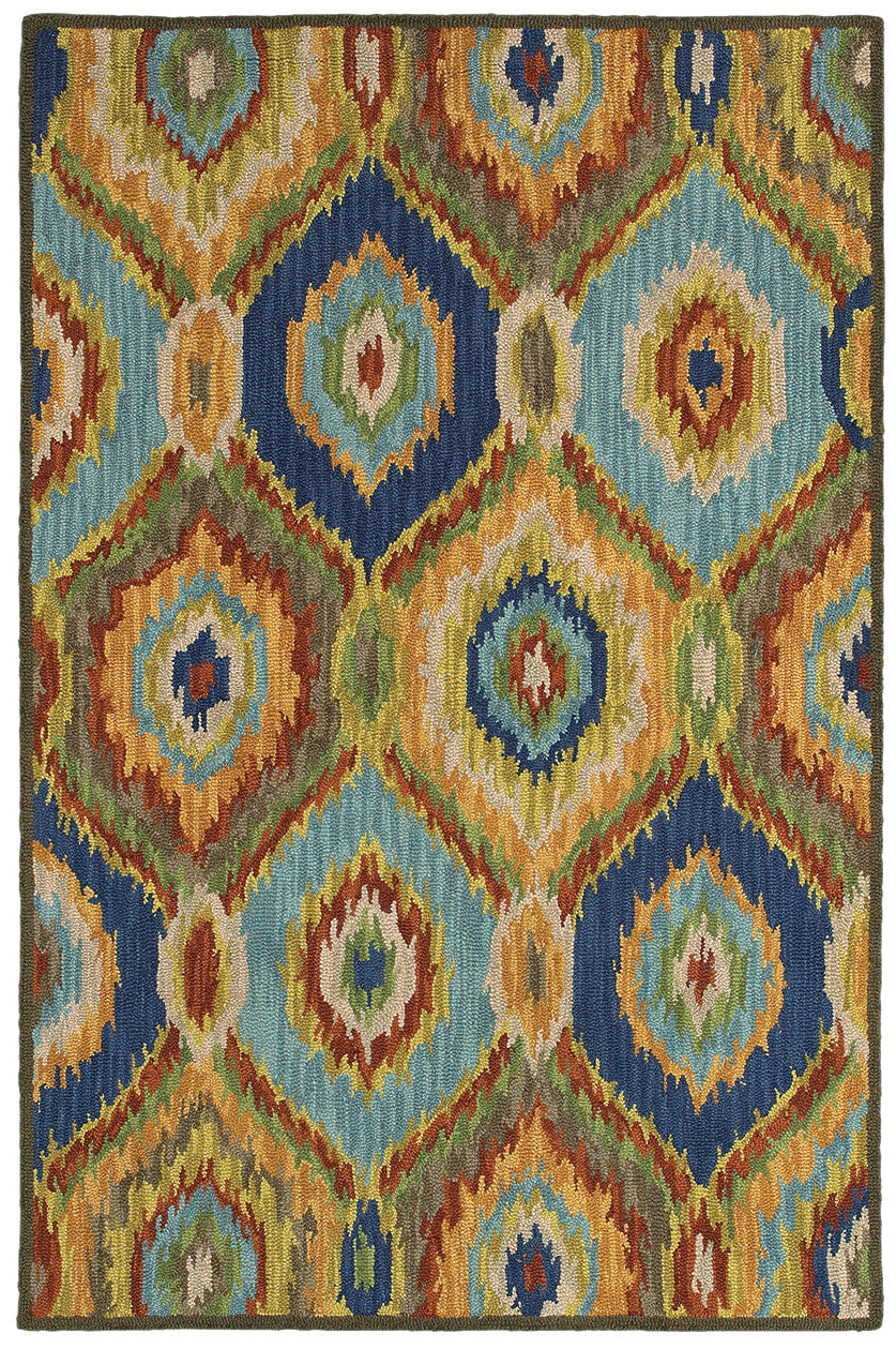 LR Resources Dazzle 54011 Blue Multi Hand Hooked Area Rug 7'9'' X 9'9''