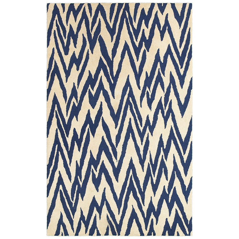 LR Resources Dazzle 54016 Beige/Blue Hand Hooked Area Rug 5' X 7'9''