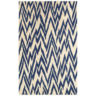 LR Resources Dazzle 54016 Beige/Blue Hand Hooked Area Rug 5' X 7'9''