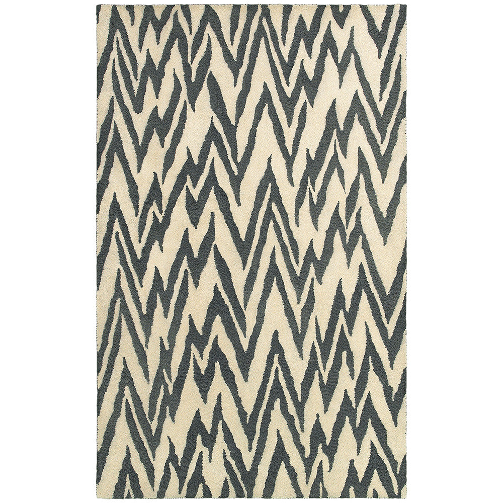 LR Resources Dazzle 54017 Beige/Coal Hand Hooked Area Rug 5' X 7'9''