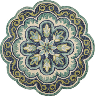 LR Resources Dazzle 54076 Green Area Rug 4' Round Image