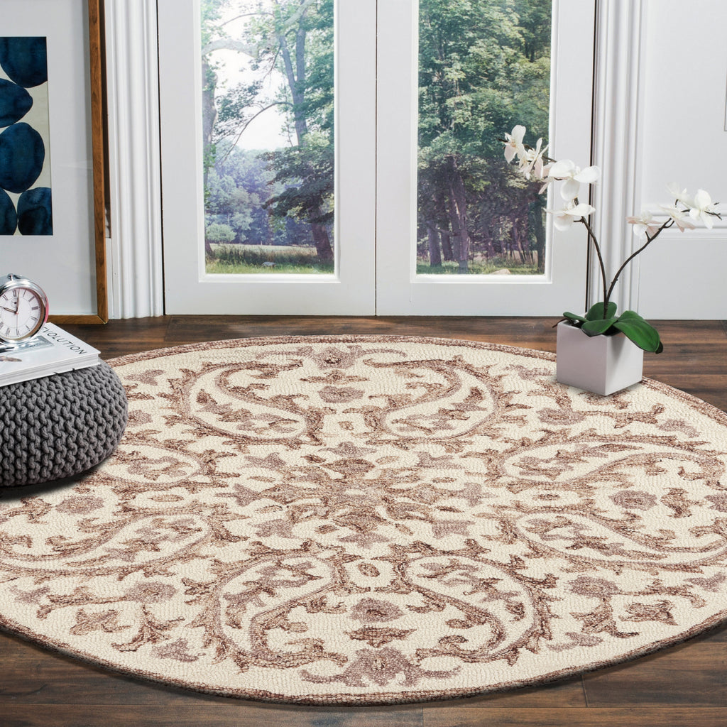 LR Resources Dazzle Faded Floral Ivory / Red Area Rug Lifestyle Image Feature