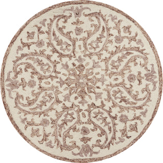 LR Resources Dazzle Faded Floral Ivory / Red Area Rug 4' 0'' Round Image