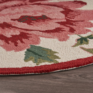 LR Resources Dazzle Rose Garden Cream / Pink Area Rug Corner Image