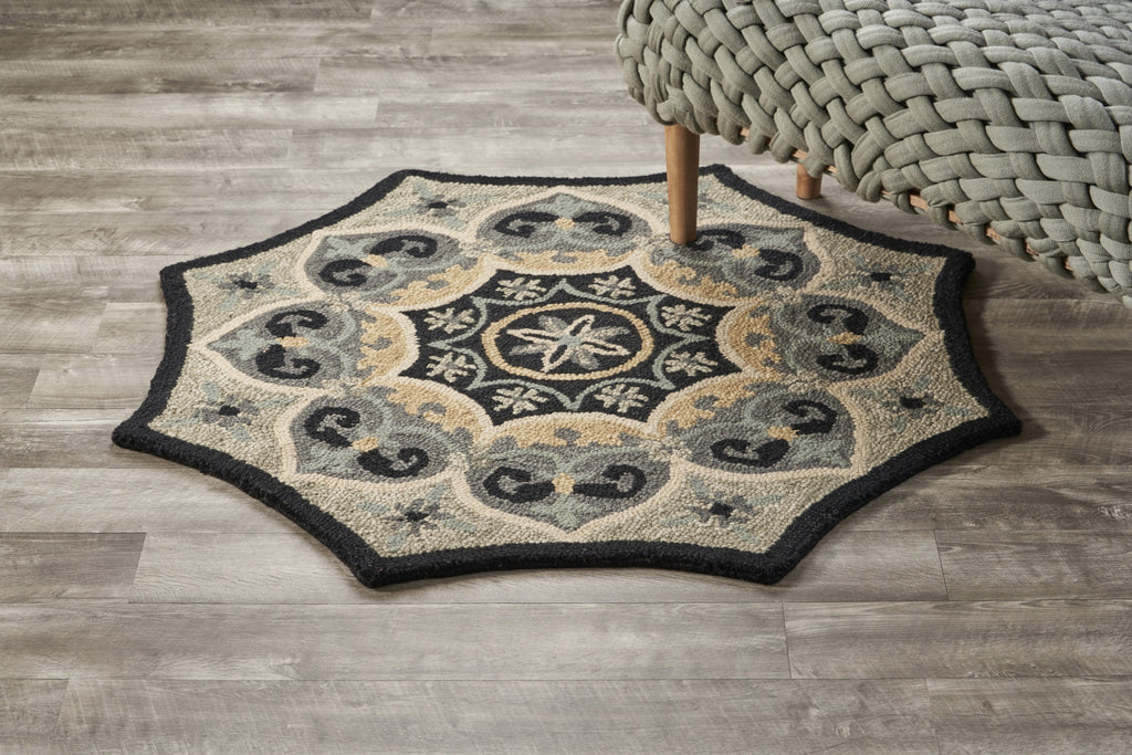 LR Resources Dazzle Medallion Web Charcoal / Grey Area Rug Lifestyle Image Feature
