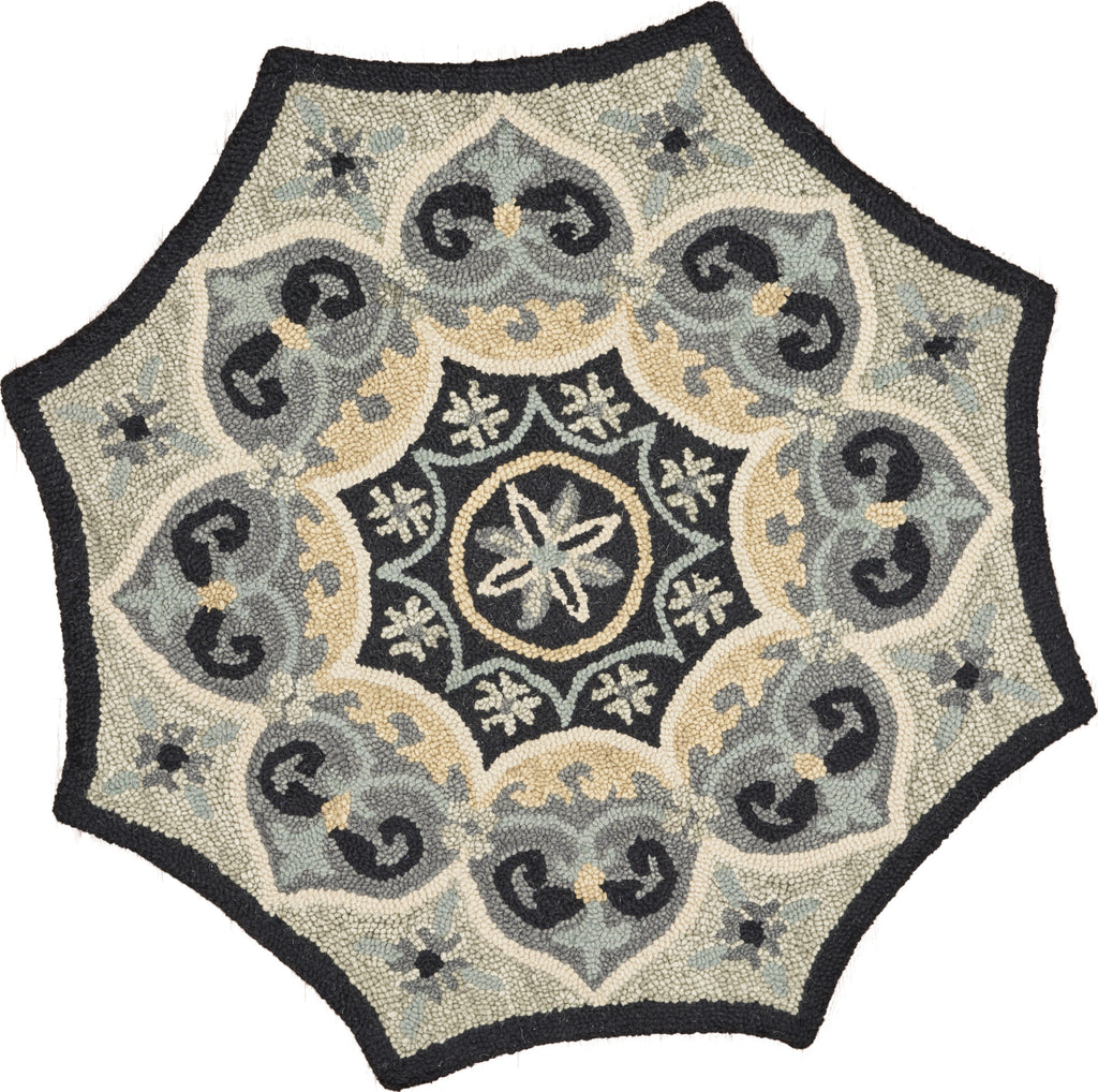 LR Resources Dazzle Medallion Web Charcoal / Grey Area Rug main image
