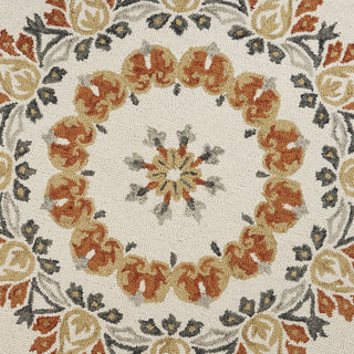 LR Resources Dazzle Autumn Medallion Ivory / Rust Area Rug Detail Image