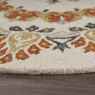 LR Resources Dazzle Autumn Medallion Ivory / Rust Area Rug Angle Image