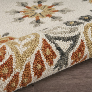 LR Resources Dazzle Autumn Medallion Ivory / Rust Area Rug Pile Image