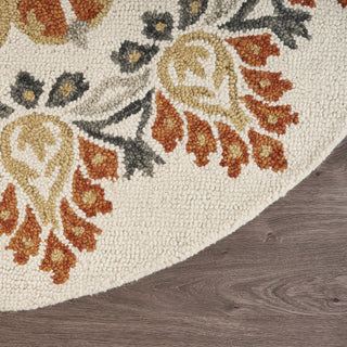 LR Resources Dazzle Autumn Medallion Ivory / Rust Area Rug Corner Image