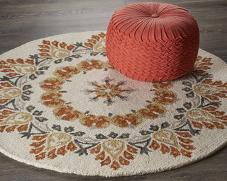 LR Resources Dazzle Autumn Medallion Ivory / Rust Area Rug Lifestyle Image