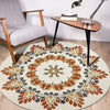 LR Resources Dazzle Autumn Medallion Ivory / Rust Area Rug Lifestyle Image Feature