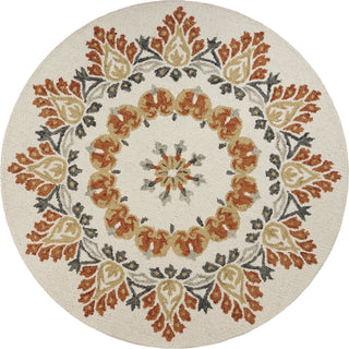 LR Resources Dazzle Autumn Medallion Ivory / Rust Area Rug 4' 0'' Round Image