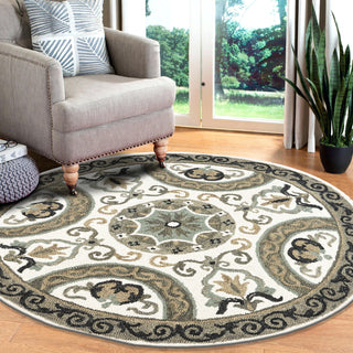 LR Resources Dazzle Elegant Medallion Ivory Gray Area Rug Lifestyle Image Feature