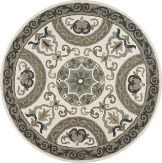 LR Resources Dazzle Elegant Medallion Ivory Gray Area Rug 4' 0'' Round Image