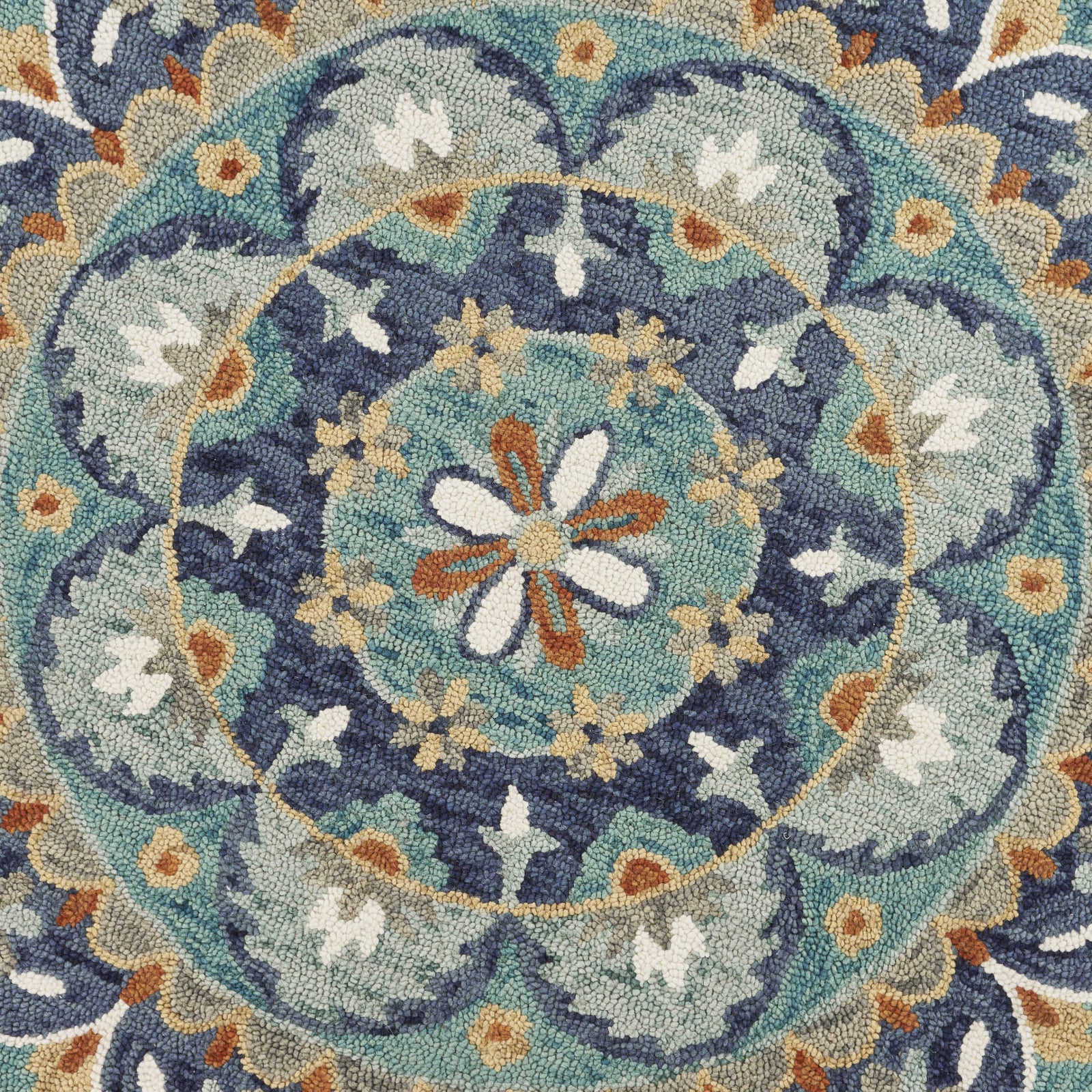 Multi size Round Blue Aqua and Ivory Heriz Hand Tufted Floral Wool Rug –  The Rug Decor