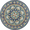 LR Resources Dazzle Floral Spin Teal / Blue Area Rug 4' 0'' Round Image