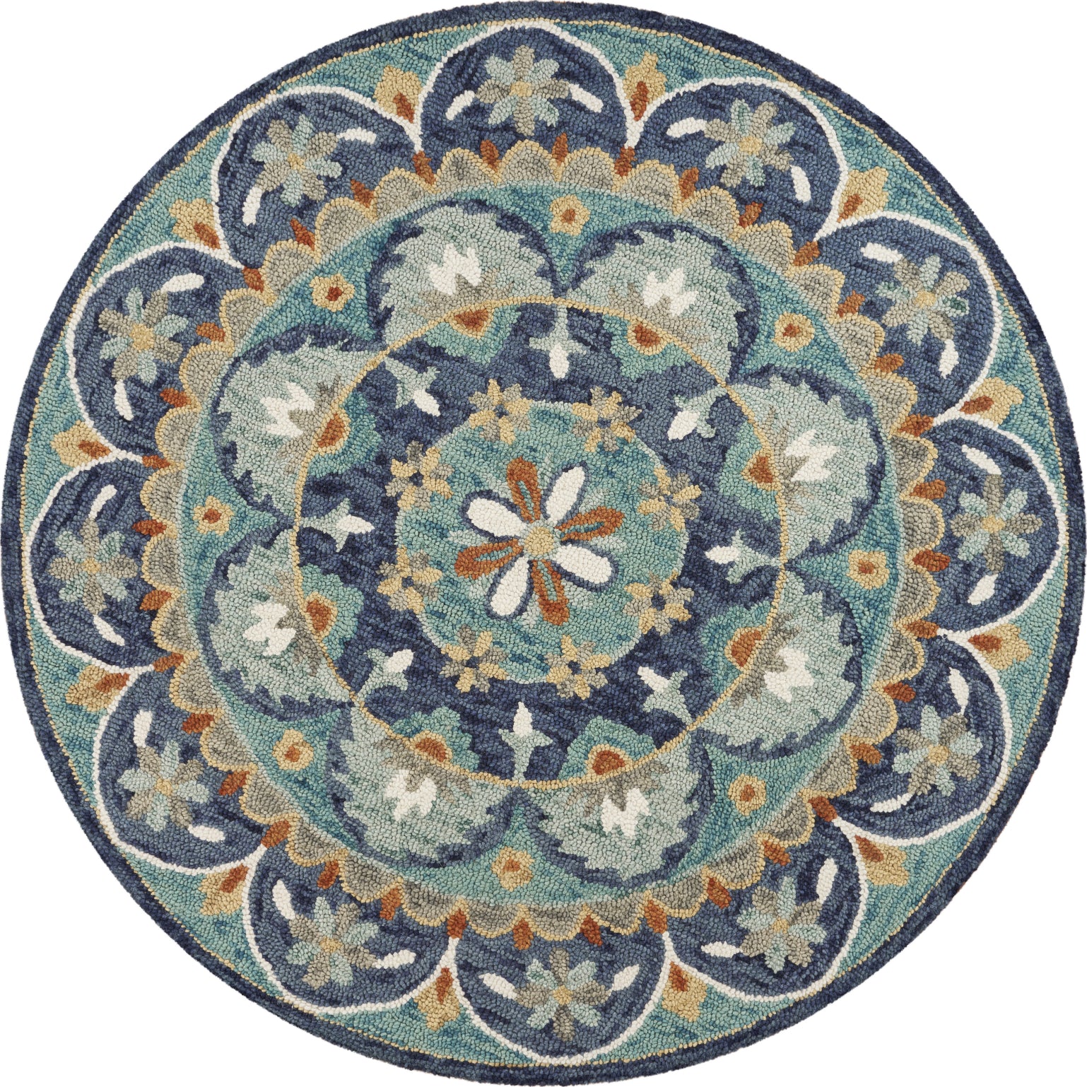 LR Resources Dazzle Floral Spin Teal / Blue Area Rug main image