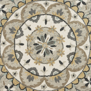 LR Resources Dazzle Floral Awakening Ivory Gray Area Rug Detail Image