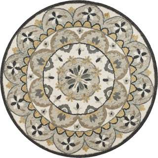 LR Resources Dazzle Floral Awakening Ivory Gray Area Rug 4' 0'' Round Image