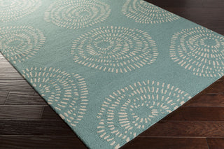 Surya Decorativa DCR-4010 Teal Hand Tufted Area Rug by Lotta Jansdotter 5x8 Corner