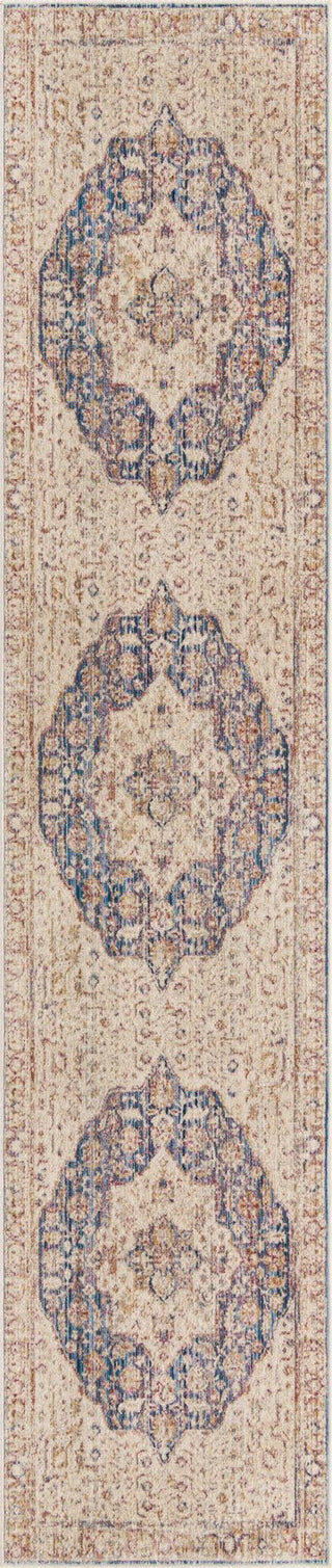 Unique Loom Deepa T-DIPA8 Blue Ivory Area Rug Runner Top-down Image