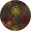 Chandra Dharma DHA-7503 Dark Brown/Orange/Red/Green/Yellow Area Rug Round