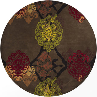 Chandra Dharma DHA-7503 Dark Brown/Orange/Red/Green/Yellow Area Rug Round