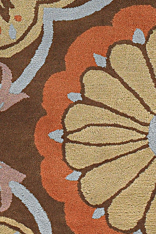 Chandra Dharma DHA-7536 Brown/Blue/Orange/Tan Area Rug Close Up