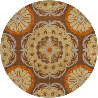 Chandra Dharma DHA-7536 Brown/Blue/Orange/Tan Area Rug Round