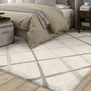 Orian Rugs Super Shag Diamond Thatch Ivory Area Rug  Feature
