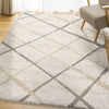 Orian Rugs Super Shag Diamond Thatch Ivory Area Rug Lifestyle Image