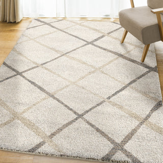 Orian Rugs Super Shag Diamond Thatch Ivory Area Rug Lifestyle Image