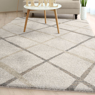Orian Rugs Super Shag Diamond Thatch Ivory Area Rug 