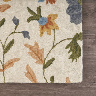 LR Resources Divergence Floral Beginnings Multi / Ivory Area Rug Corner Image