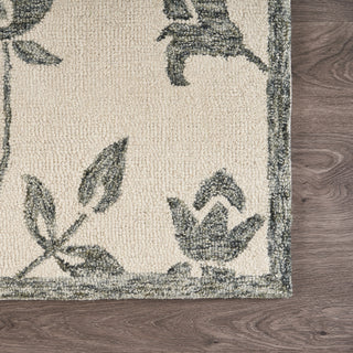 LR Resources Divergence Hint of Floral Ivory Area Rug Corner Image