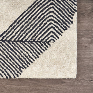 LR Resources Divergence Geometric Groove Ivory Area Rug Corner Image