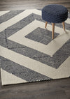 LR Resources Divergence Geometric Groove Ivory Area Rug Lifestyle Image