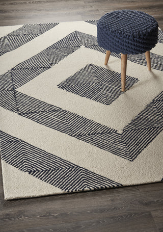 LR Resources Divergence Geometric Groove Ivory Area Rug Lifestyle Image