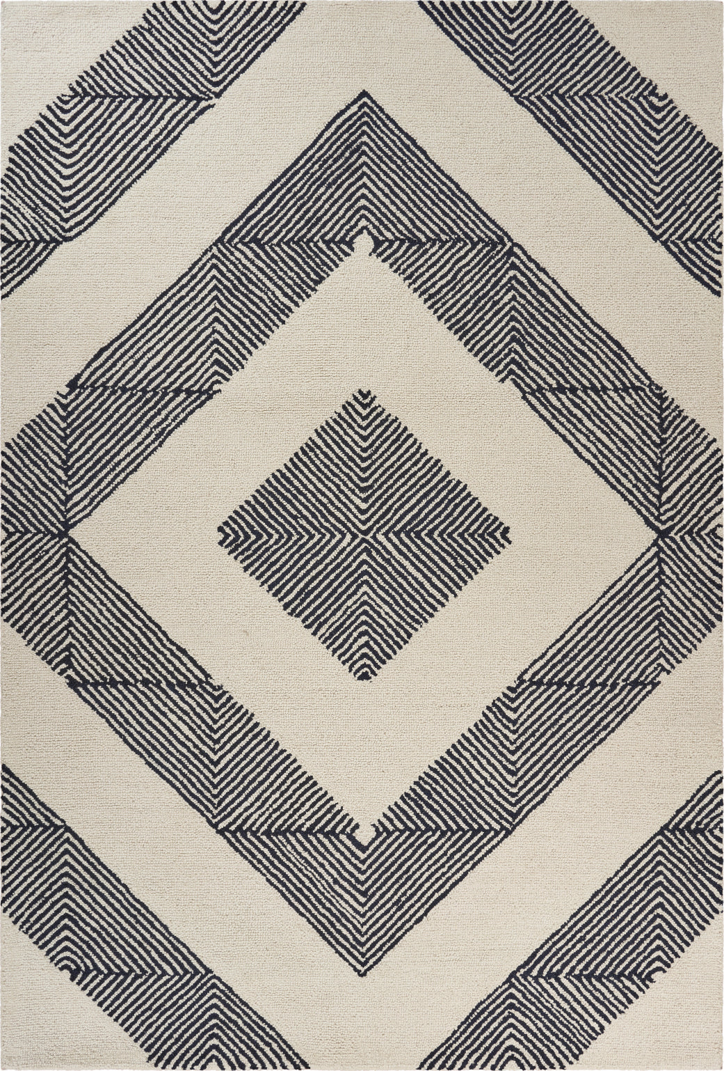 LR Resources Divergence Geometric Groove Ivory Area Rug main image